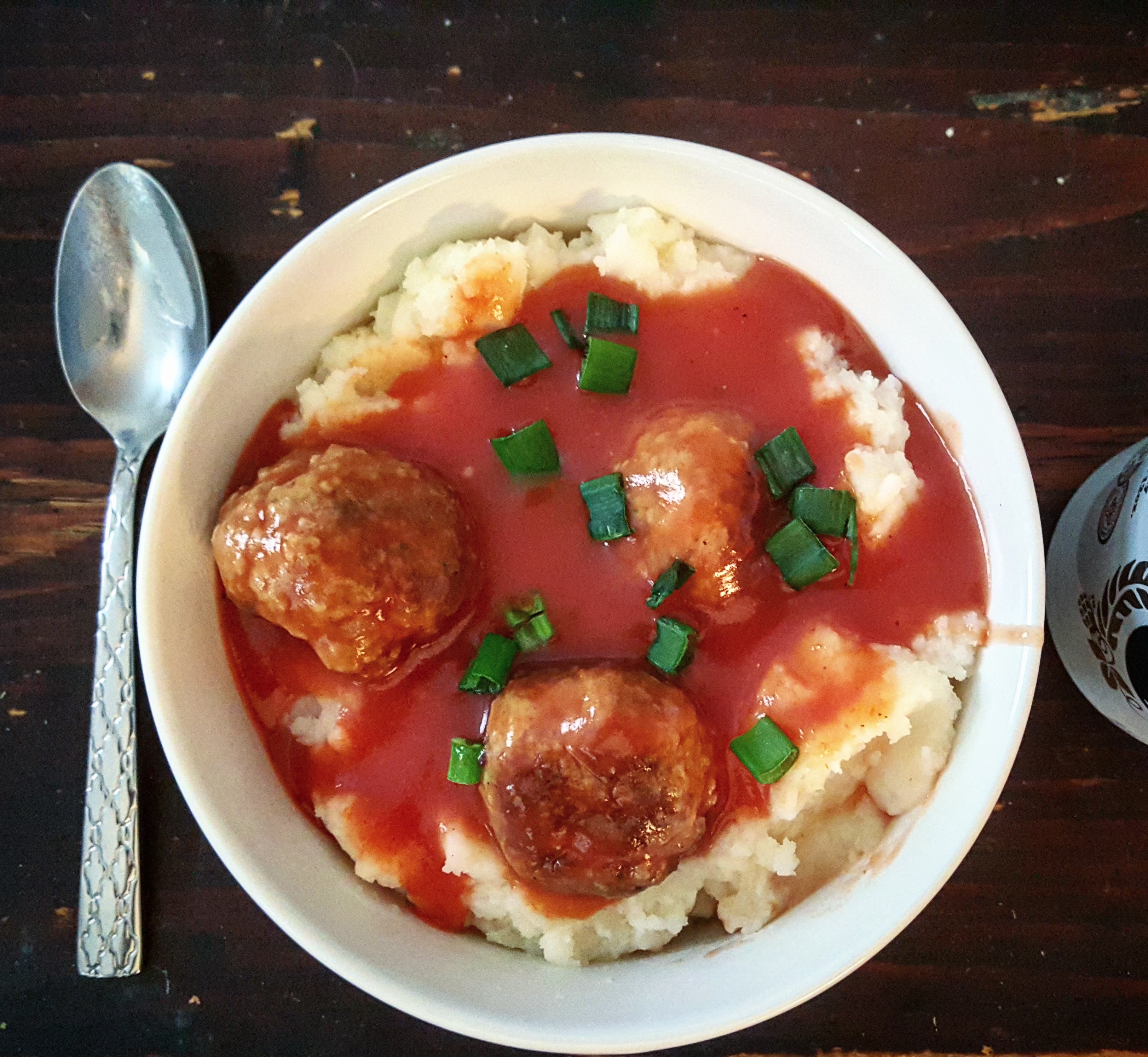Meatball and mashed potatoes